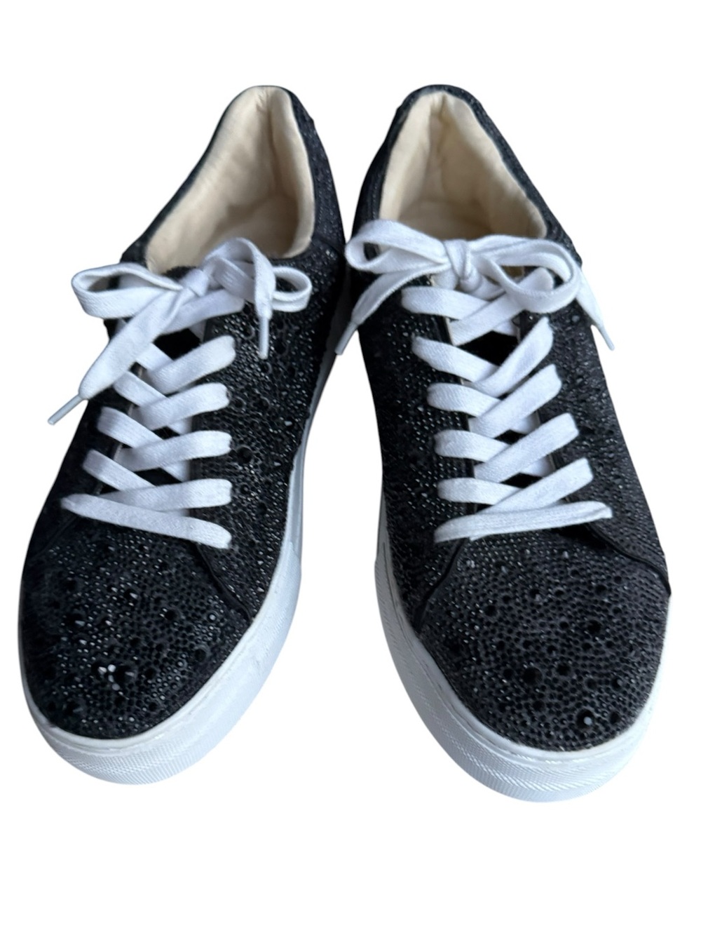 Betsy Johnson “Sidny”  Black sparkle Lace-Up Platform Sneakers - Picture 3 of 9